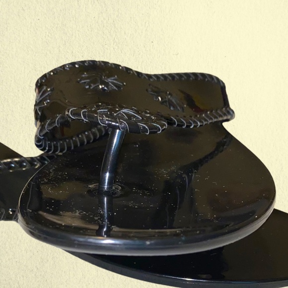 Jack Rogers Black Sandals 11 Shoes Flip Flops Shiny Woven Thongs Jellies - Picture 7 of 8